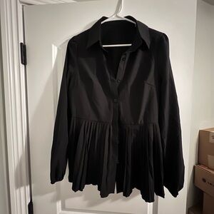 SHEIN Black Pleated Blouse